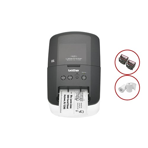 Brother High Speed Label Printer with Wireless Networking - Black, Bundle
