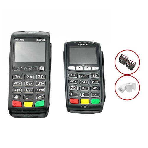 Ingenico Desk/3500 Dial/Ethernet Terminal and IPP315 V4 PINpad - Refurbished, Bundle