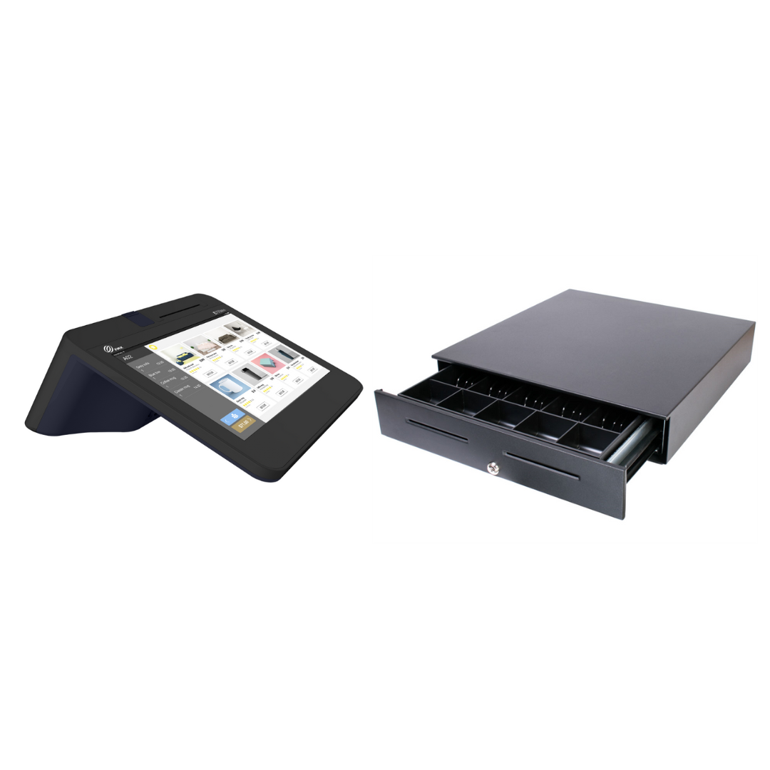 PAX E700Mini Smart ECR Payment Terminal - New and APG Vasario Series Cash Drawer (VB320-BL1616) - Refurbished Bundle