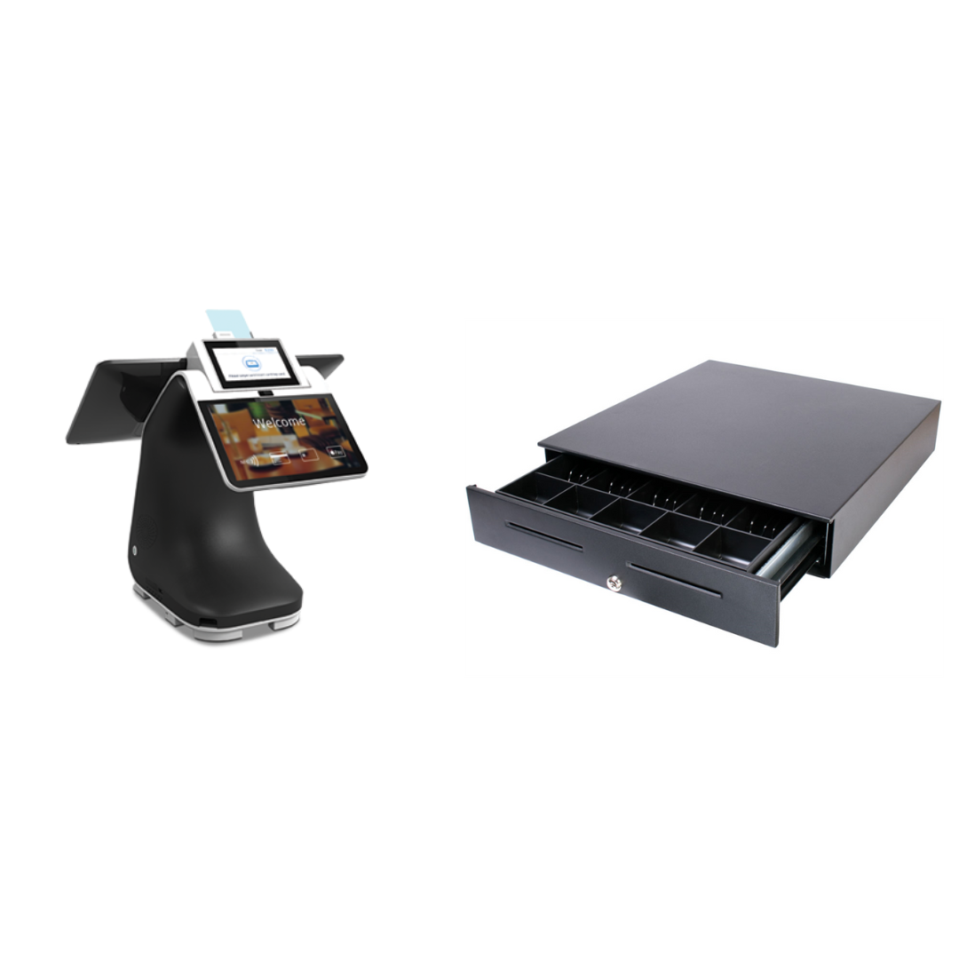 PAX E800 Android All-in-One 15.6" POS Terminal and APG Vasario Series Cash Drawer (VB320-BL1616) - Refurbished Bundle