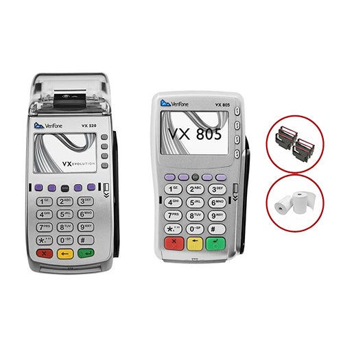 Verifone Vx520 EMV Contactless Credit Card Terminal with Vx805 EMV/CTLS PINpad - Refurbished, Bundle