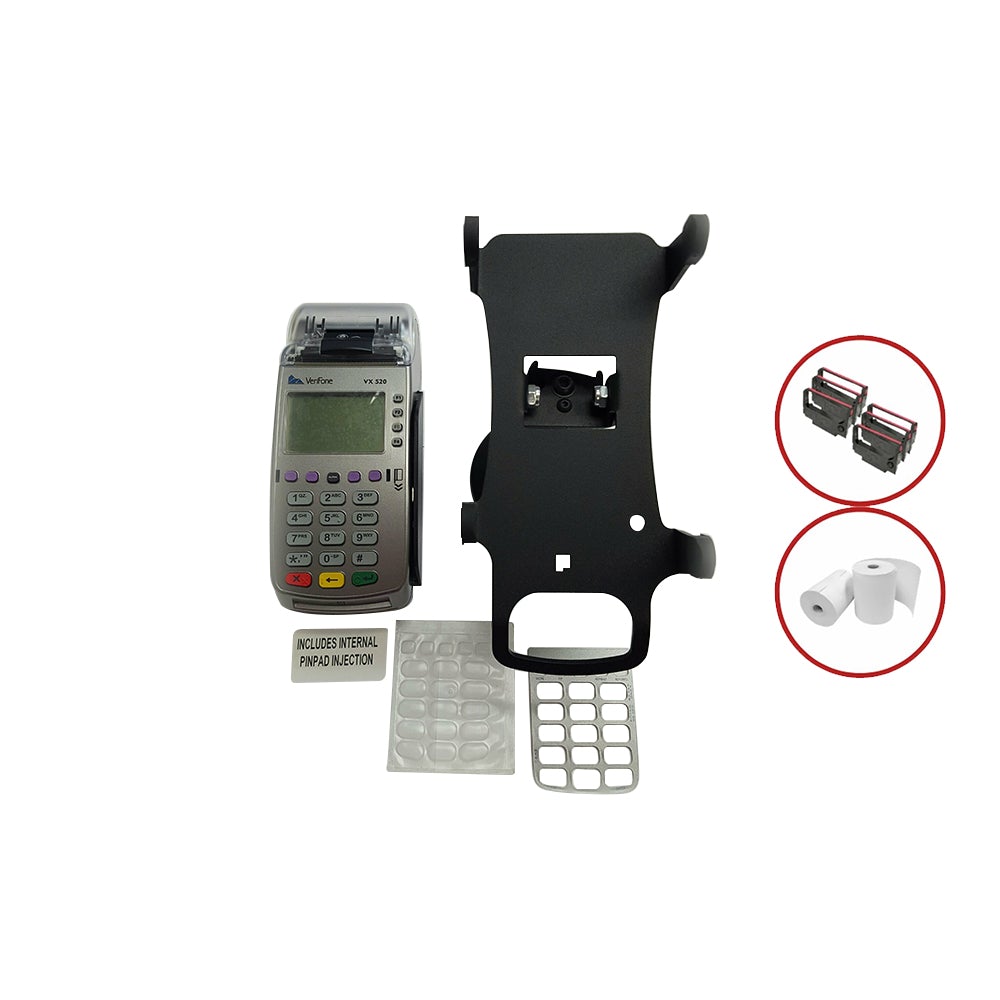 Verifone Vx520 Terminal with Internal Injection, Terminal Overlay, Spill Cover and Stand - Bundle
