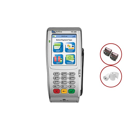 Verifone Vx680 3G EMV Wireless Terminal with Apriva 3G SIM Card - Refurbished, Bundle