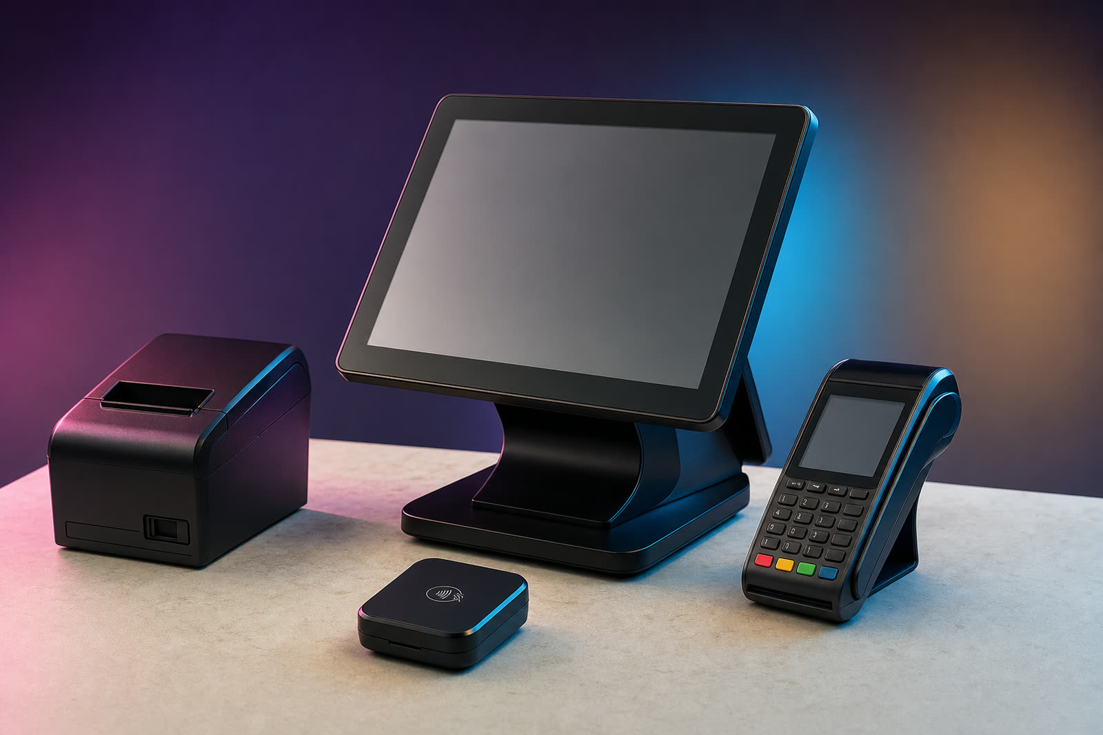 Countertop POS station, handheld card terminal and mobile tap reader